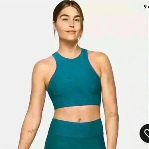 Outdoor Voices Athena Crop Top Sports Bra Emerald Teal Women's S